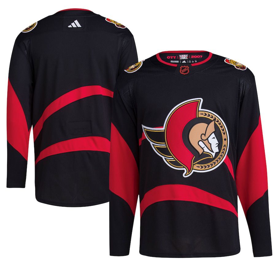 Men Ottawa Senators adidas Black Reverse Retro Authentic Blank NHL Jersey